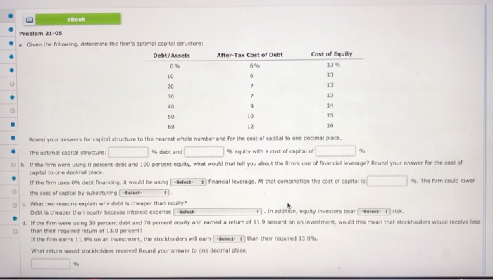 will like for correct answer! eBook Problem 21-05 a. Given the following,