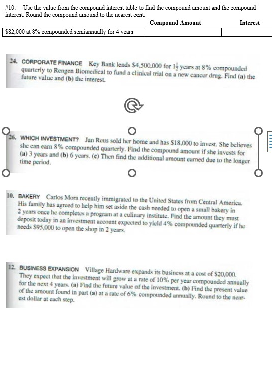 \#10: Use the value from the compound interest table to find