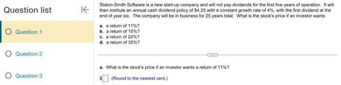  Question list Question 1 Question 2 Question 3 Staton-Smith Software is