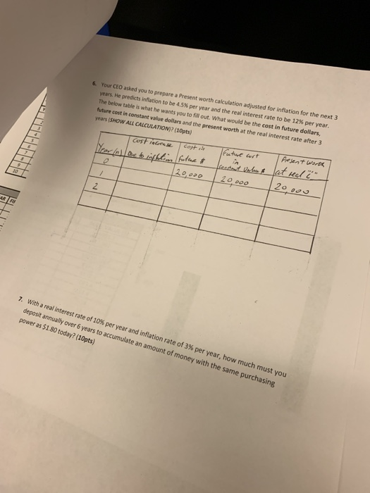for inflation for t years. He predicts inflation to be 45% per