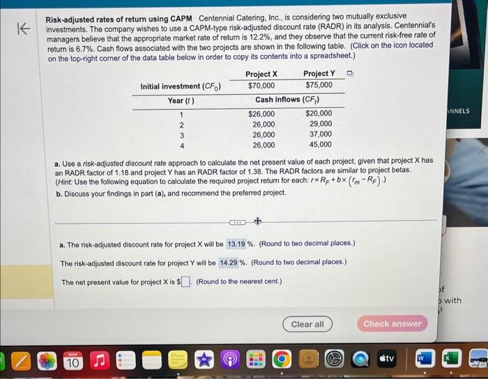 1. net present value for project x 2. net present value for