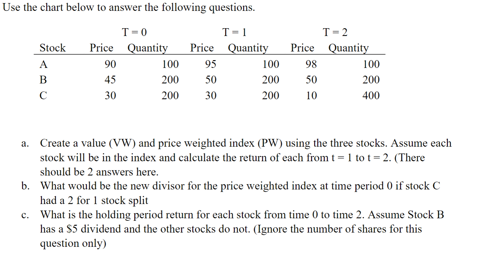 please show excel formulas Use the chart below to answer the following