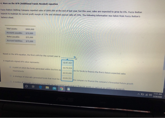  . More on the AFN (Additional Funds Needed) equation Fuzzy Button