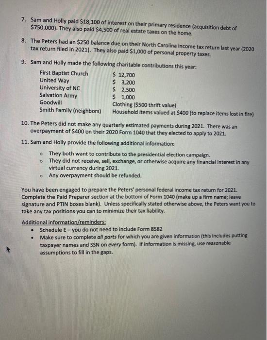 the taxpayers' federal income tax liability and prepare the tax forms listed