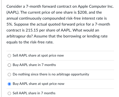 risk-free interest rate is 5%. What's the no-arbitrage forward price of the