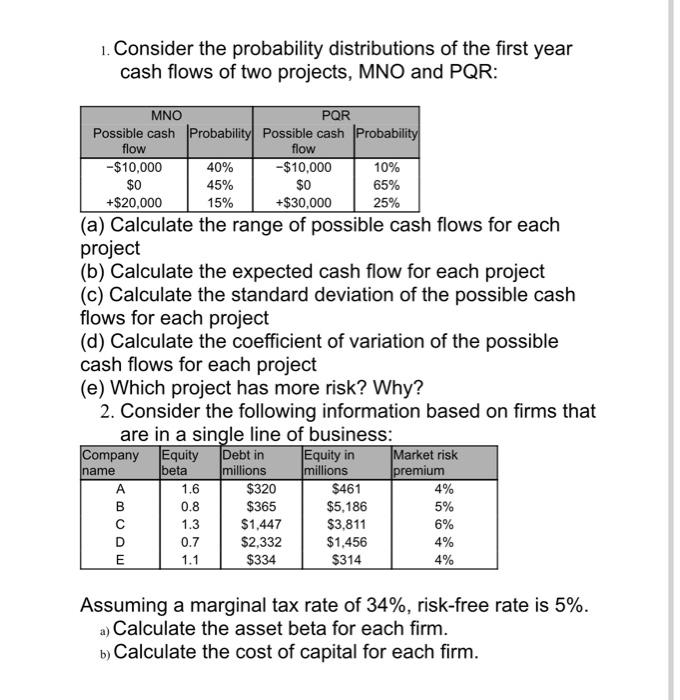 please slove both 1 and 2 1. Consider the probability distributions of