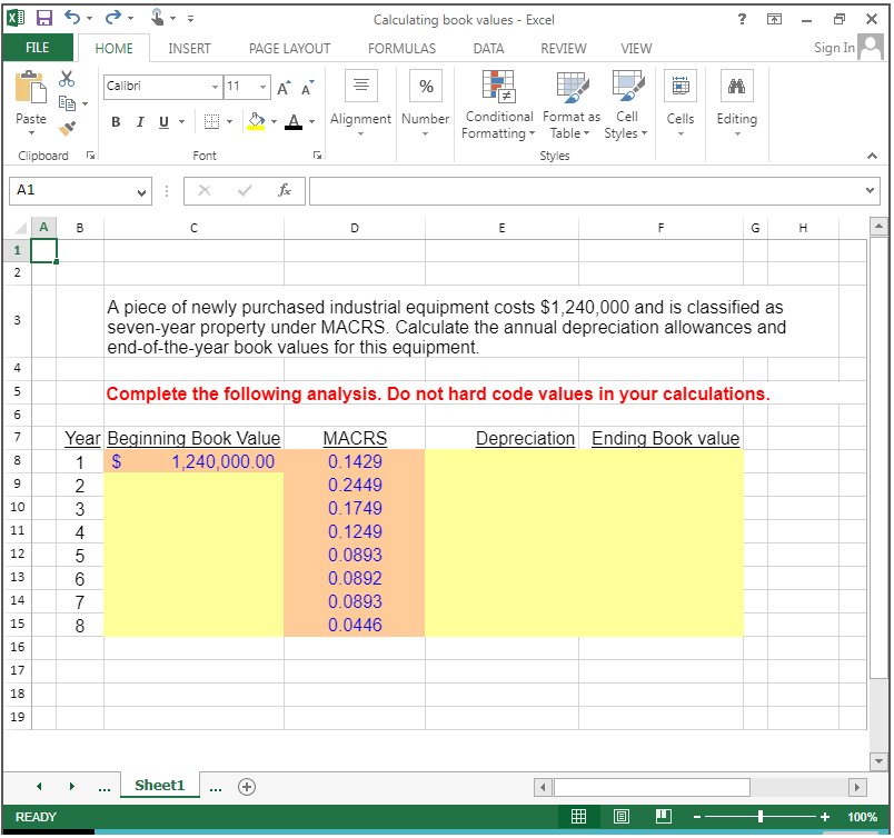 ***PLEASE PROVIDE EXCEL FORMULAS*** x) 5 ? El - 5 1 X