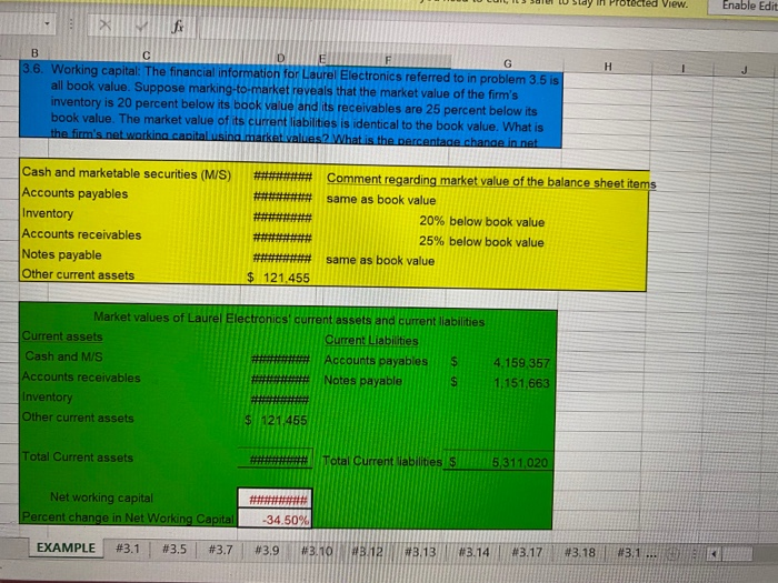  follow the example to answer these excel problems. please show the