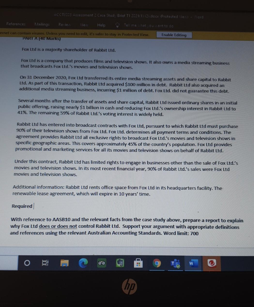 ACCTECC5 Assessment 2 Case Stud Brief Ti 22.docx Protected view Word