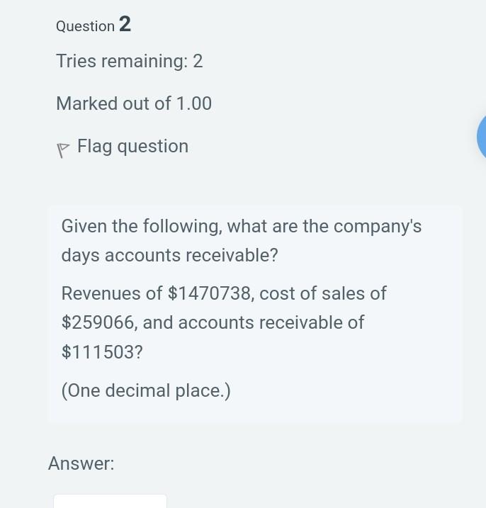  i need final value thats it Question 2 Tries remaining: 2
