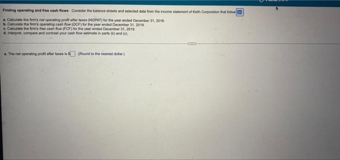  Finding operating and free cash flow consider the balance sheets and