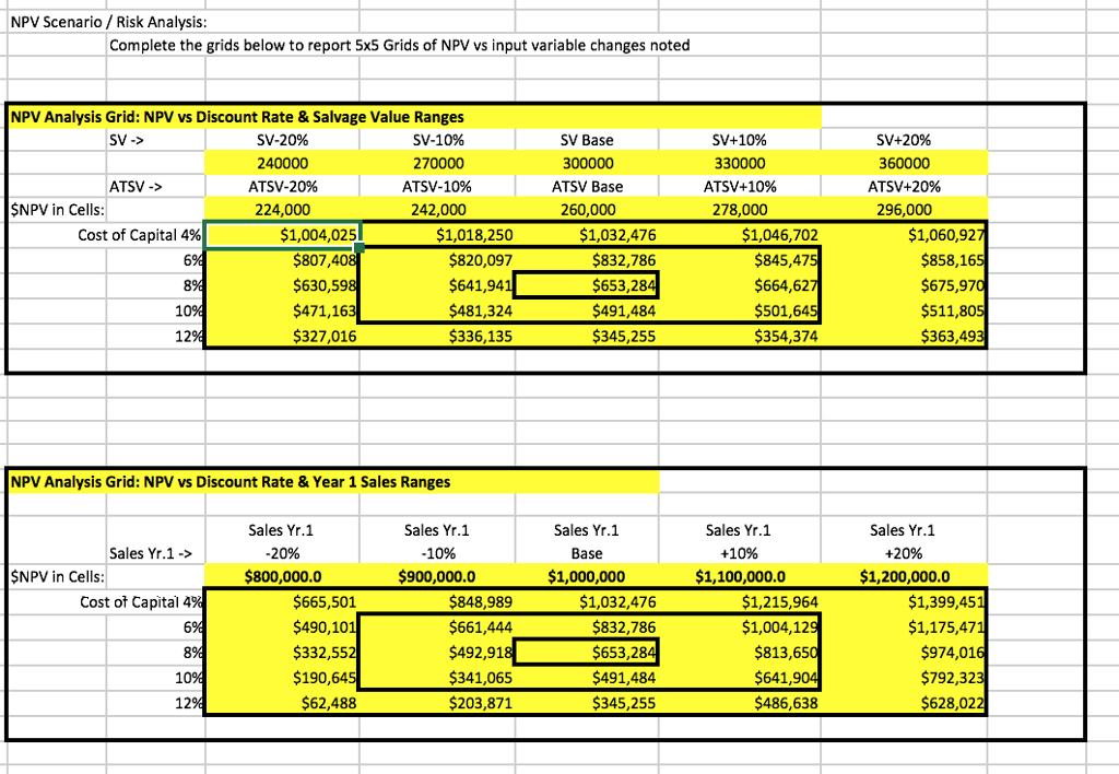 Based on your NPV Scenario / Risk Analysis Grids, is NPV