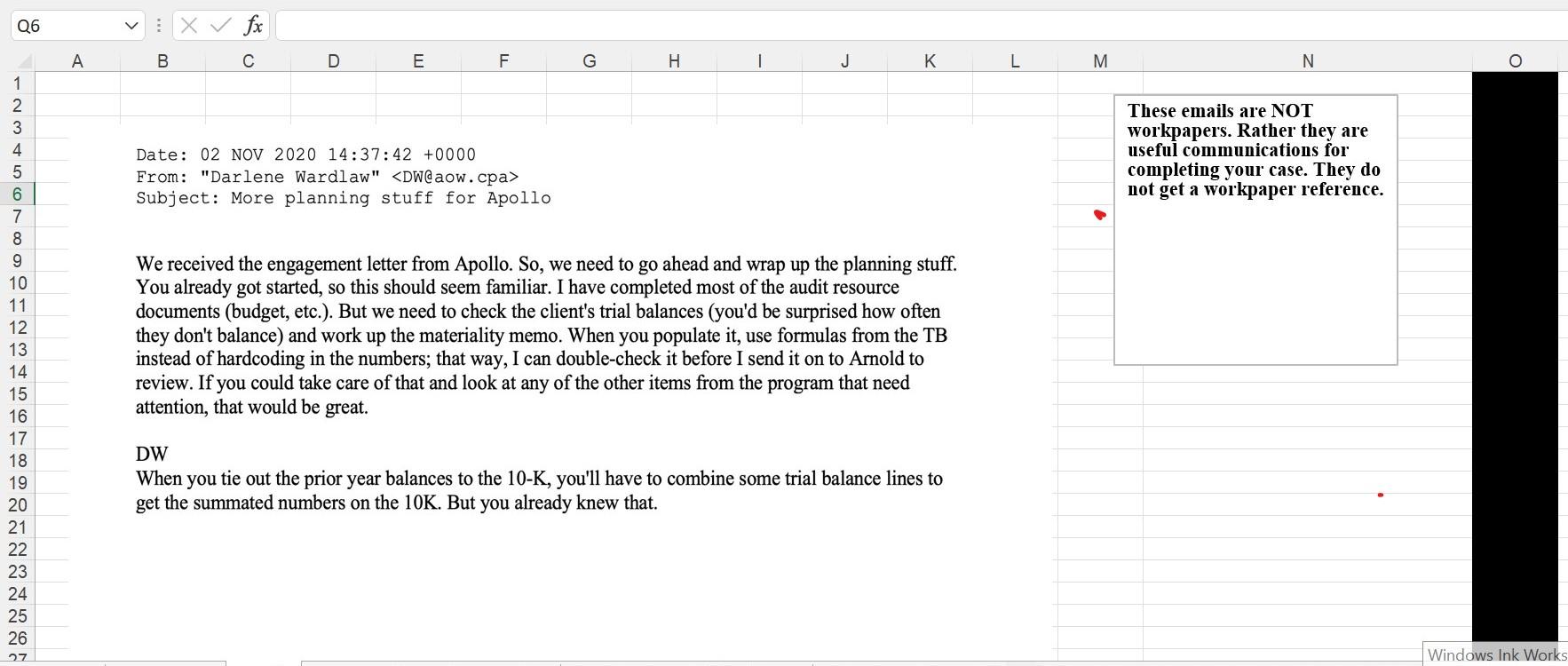 to A-0 The Planning Audit Program. Note the highlighted rows #4 a