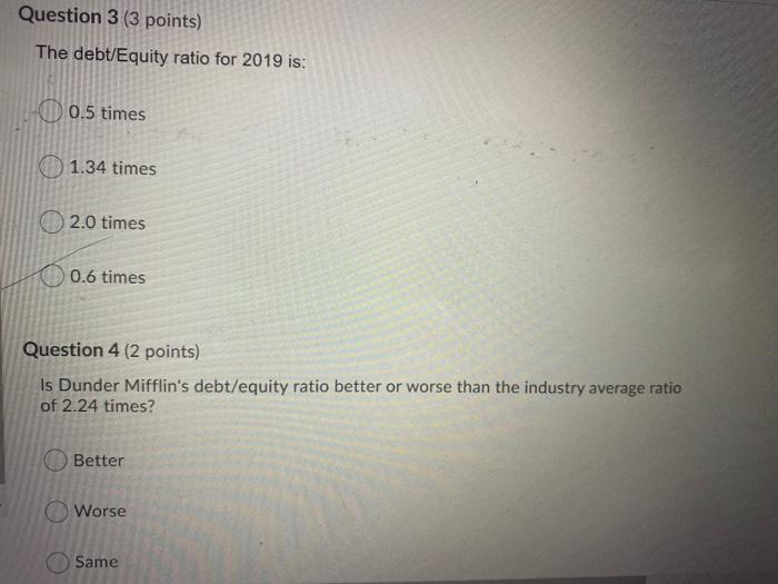 or worse than the industry ratios provided, by checking the box for