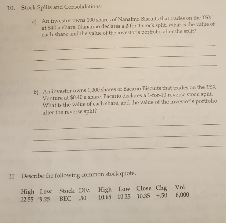 please please help I will rate definitely 10. Stock Splits and
