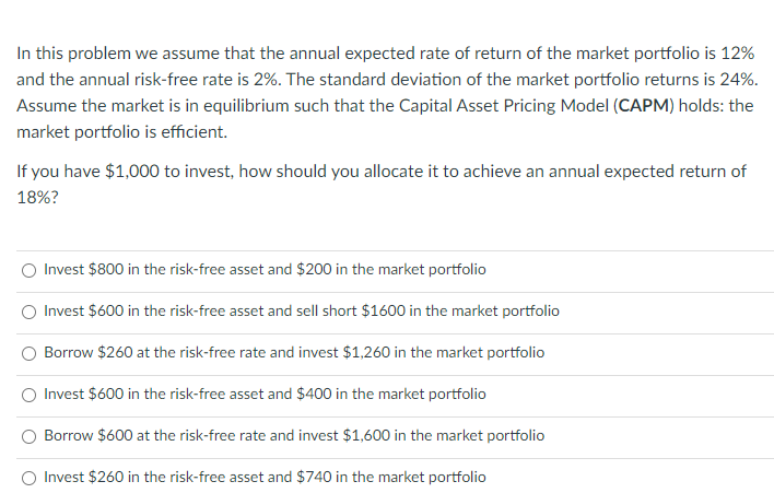  In this problem we assume that the annual expected rate of