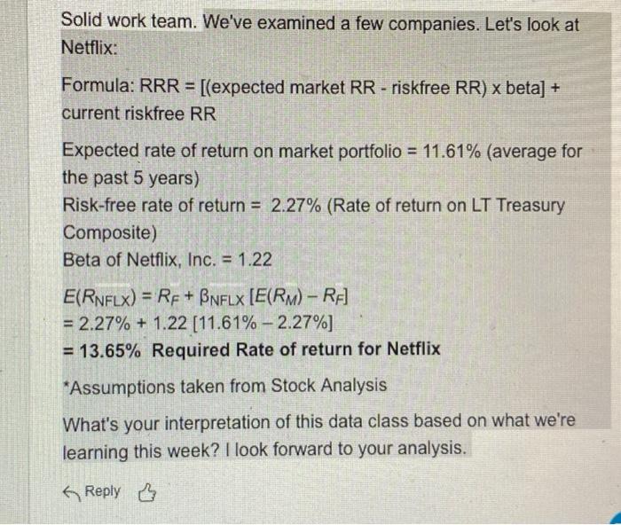 please help me analysis this post Solid work team. We've examined a