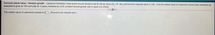  explain marte hare wanted Commen stock value Variable growth Lawrence in