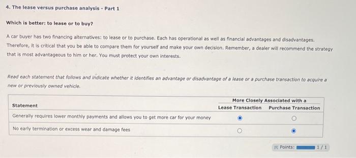 alternatives to lease or to purchase. It is important to evaluate all