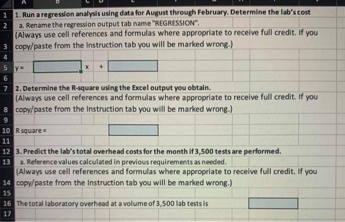 blue answer spot 1 Cost Behavior Performing a regression analysis to predict