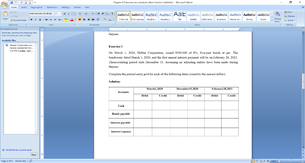 Chapter 5 Exeroses wio... Version crastsd last tim... Exercise 3 4:44