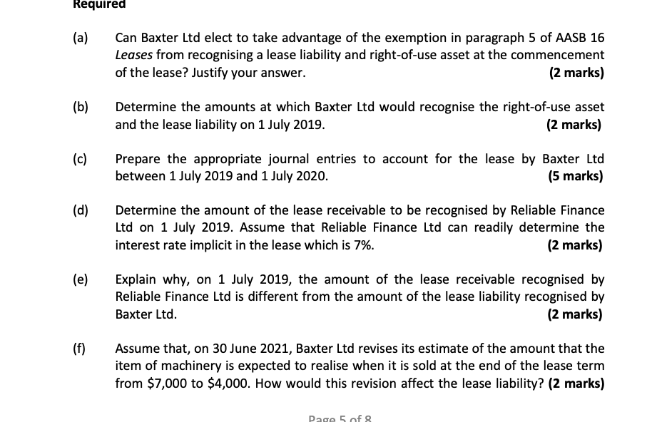into a four-year lease agreement with Reliable Finance Ltd for an item