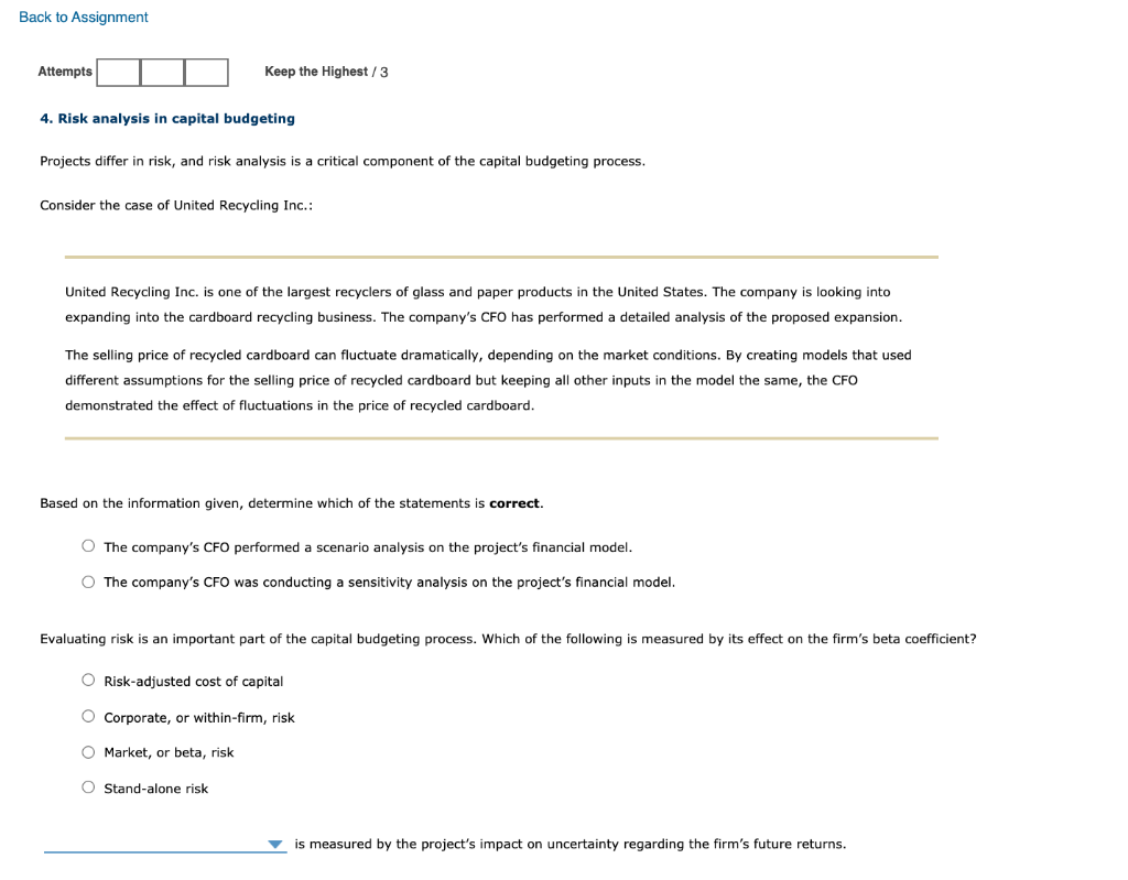  Back to Assignment Attempts Keep the Highest/3 4. Risk analysis in