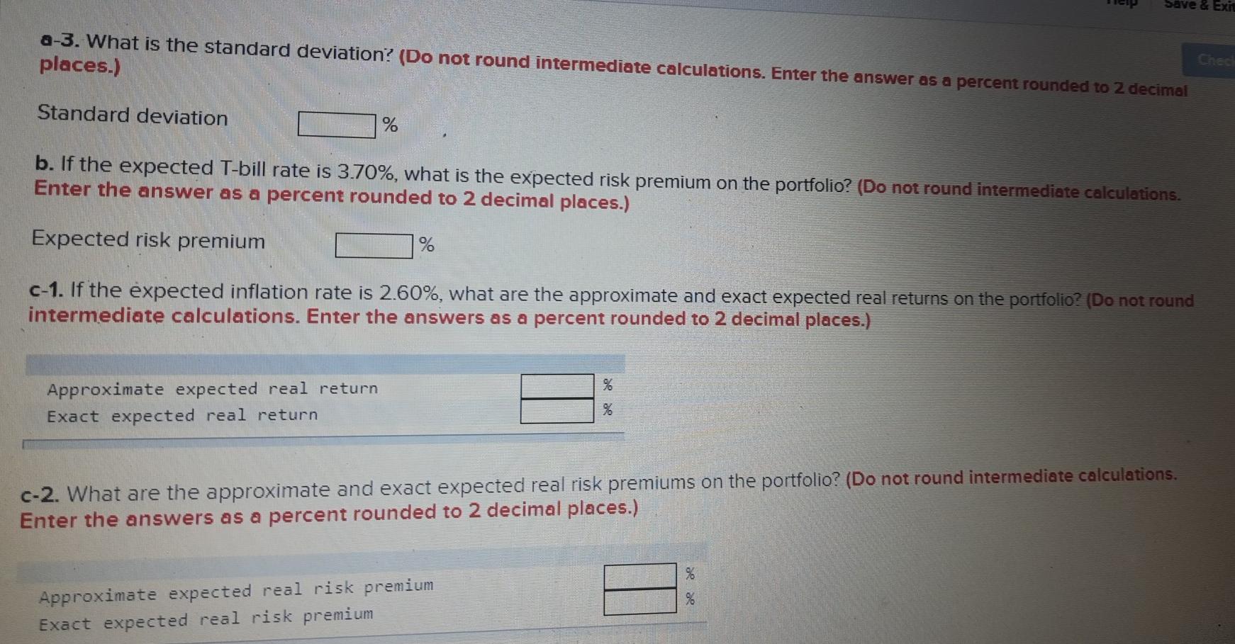 information about three stocks: State of Economy Boom Normal Bust Probability of