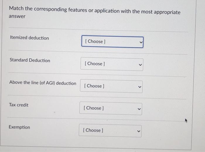  Match the corresponding features or application with the most appropriate answer