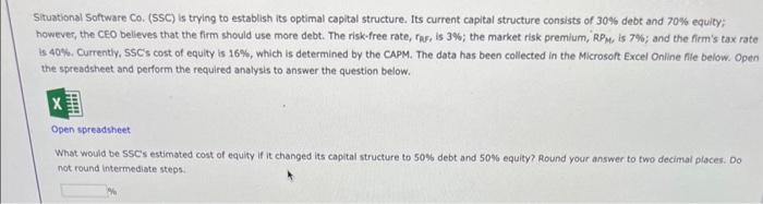 hamada equation: please help, thanks! Situational Software Co. (SSC) is trying to