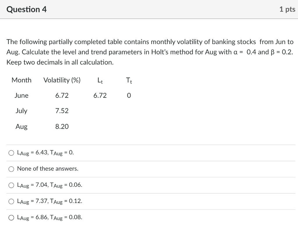 Question 1 Type 2 error is when the null hypothesis is right