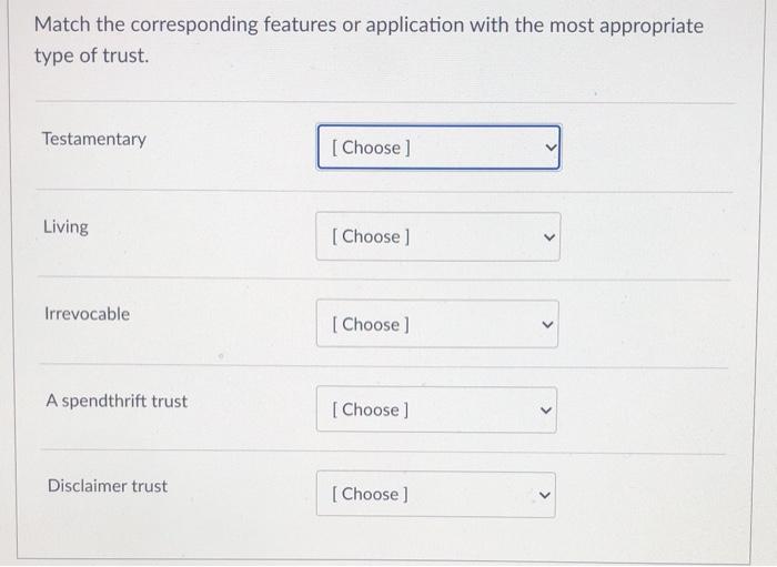  Match the corresponding features or application with the most appropriate type