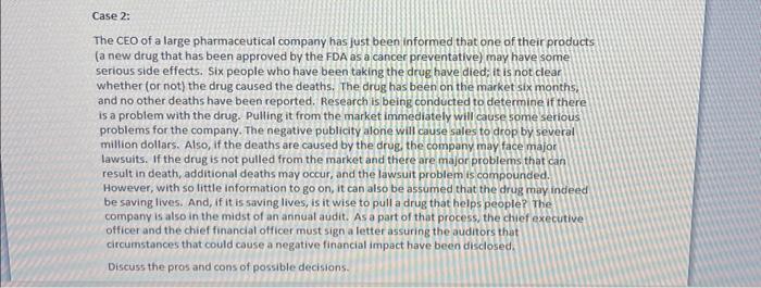 information about the case. When analyzing the case you chose, think about