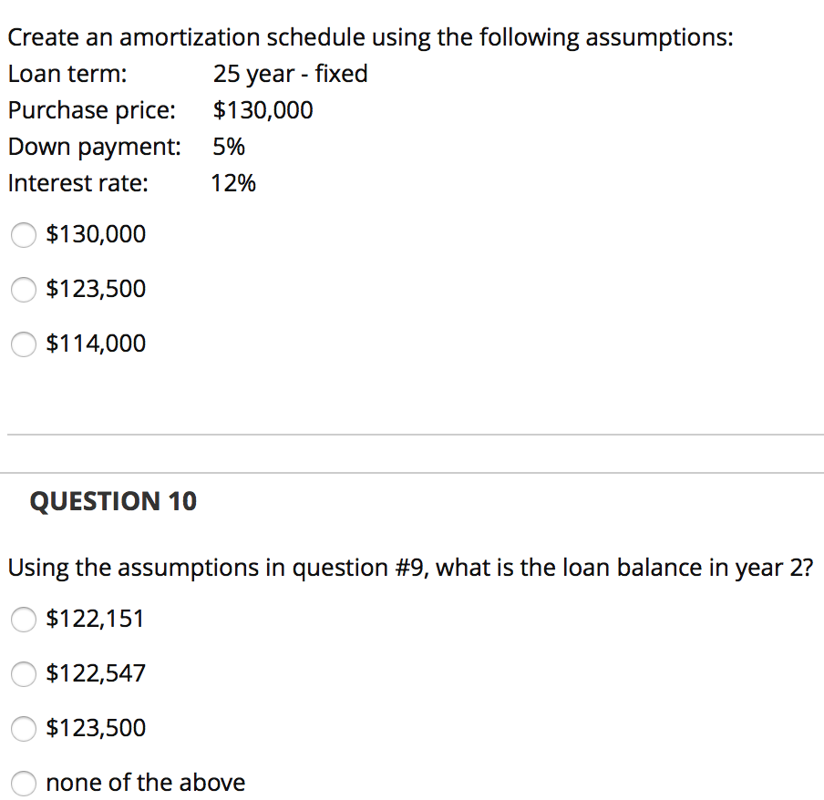 Create an amortization schedule using the following assumptions: Loan term: 25