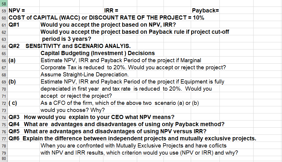 Project Cash flows, NPV, IRR and PayBack Period 13 (c) Develop Problem-solving