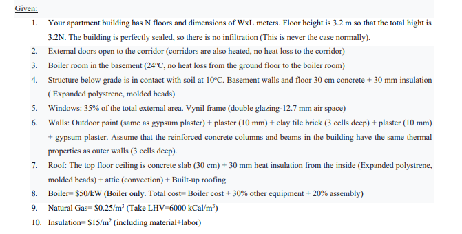 of floors: 18 Width of the building: 24 Length of the building: