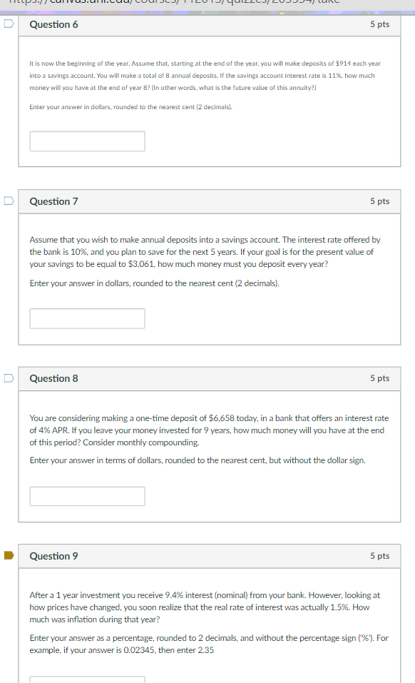  Please answer all. Question 6 5 pts It is now the