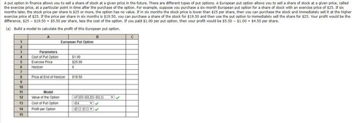help with part b please!:) 1 A put option in finance allows