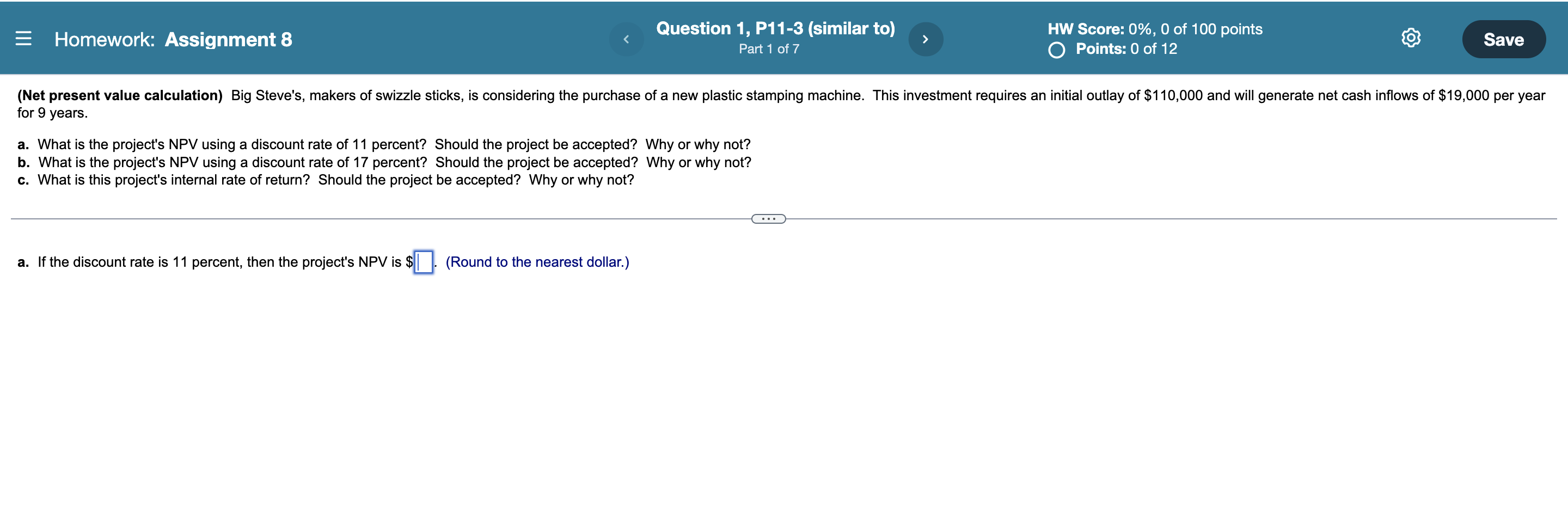  all parts please = Homework: Assignment 8 Question 1, P11-3 (similar