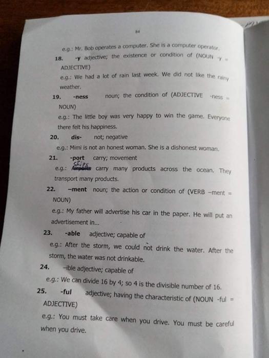  c.g.: Mr. Bob operates a computer. She is a computer operator