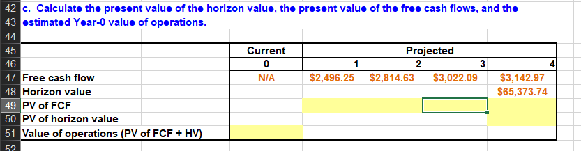 Please help me solve this chart. Please show work and formulas. Information