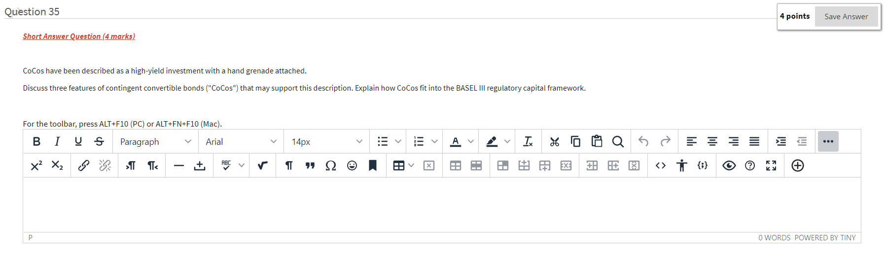 Question 35 4 points Save Answer Short Answer Question (4 marks).
