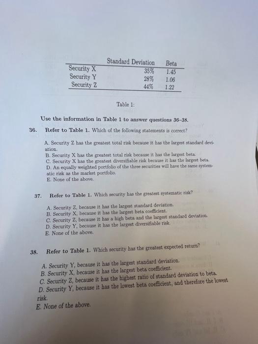  Table 1: Use the information in Table 1 to answer questions