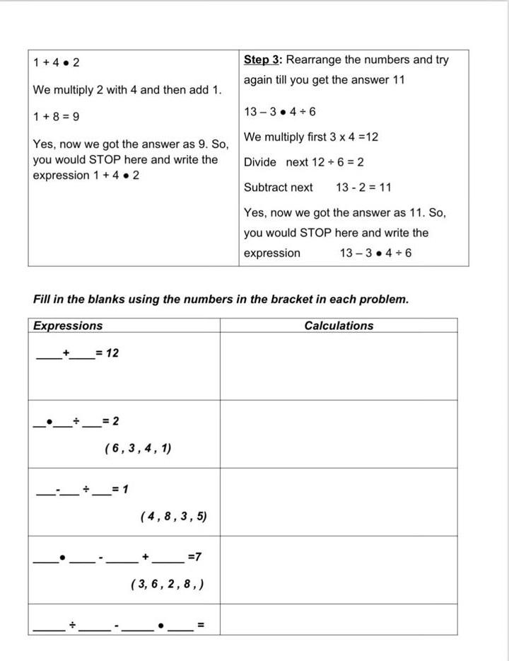 3) Six of your numbers on the clock must be one-step equations,