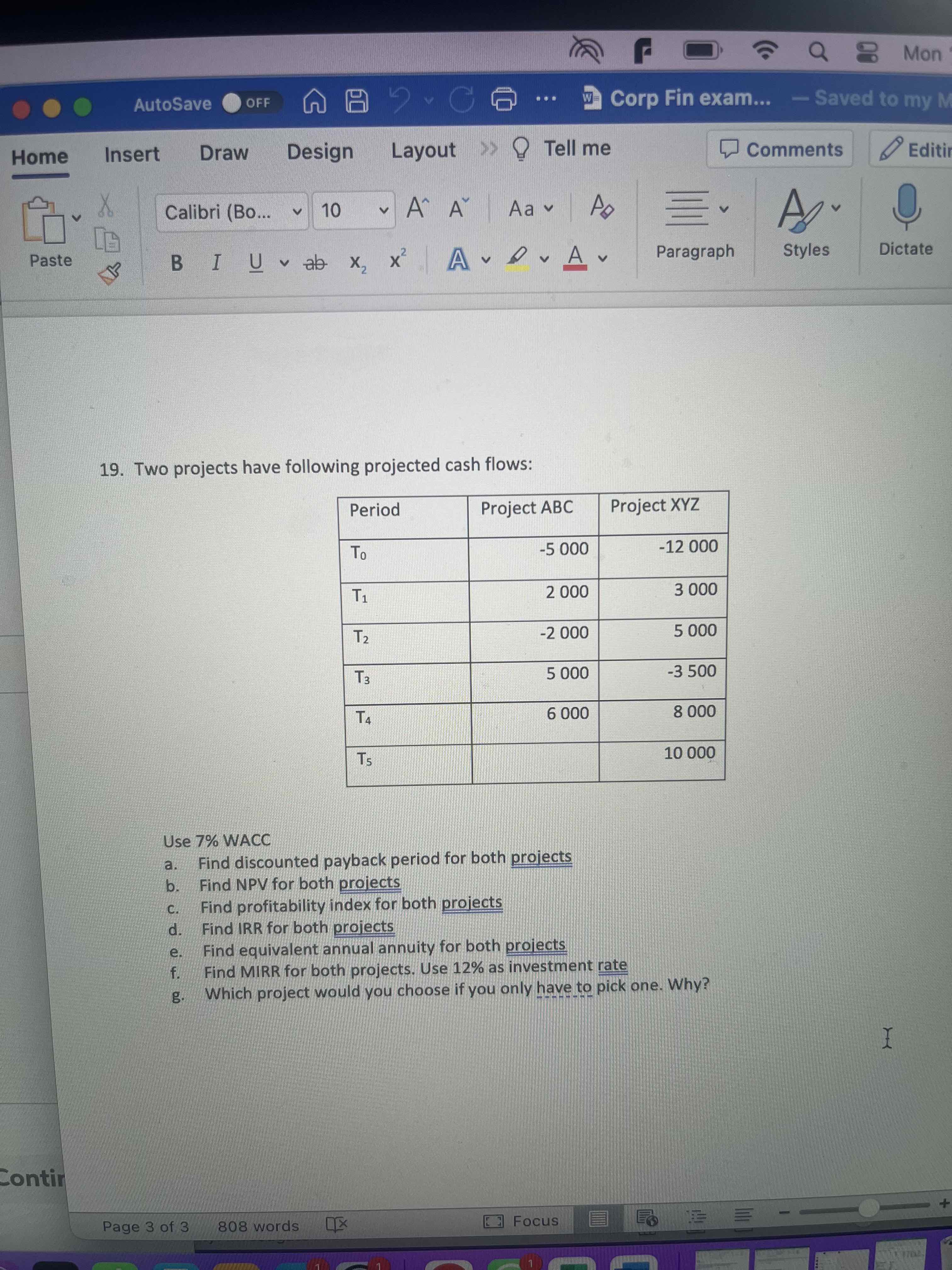 Please could you do this in excel and show all calculations how