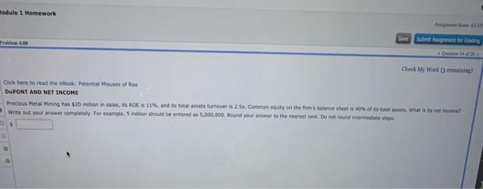  odule 1 Homework Assignment Scone 63.33s Save Submit Assignment for Grading