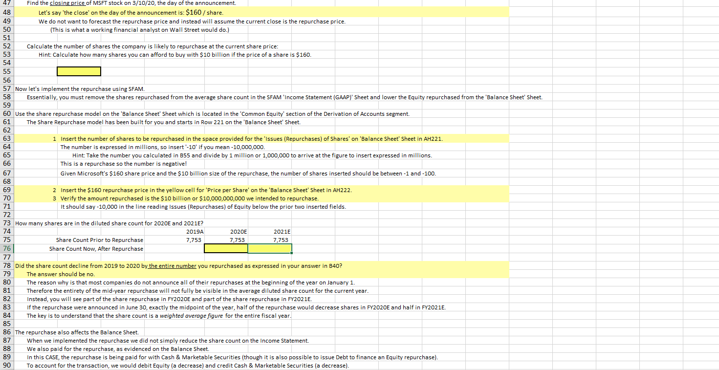 repurchase. 12 We will utilize all three of the major financial statements.