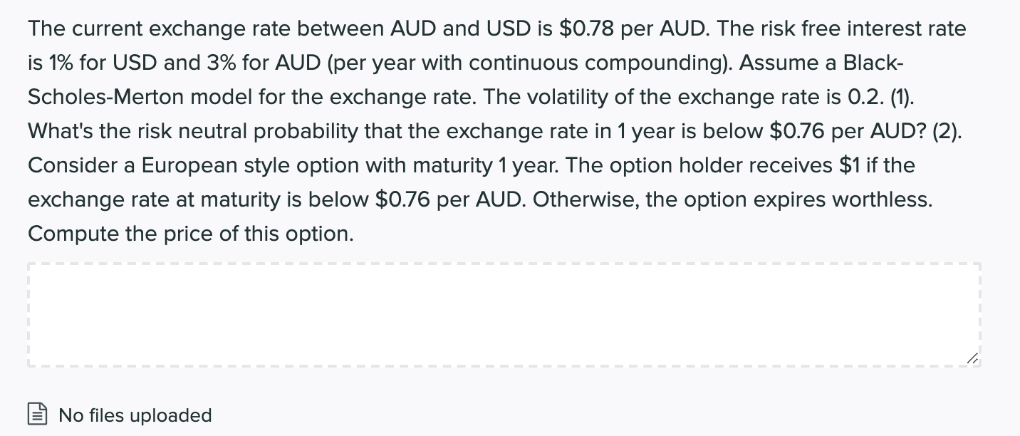 The current exchange rate between AUD and USD is $0.78 per