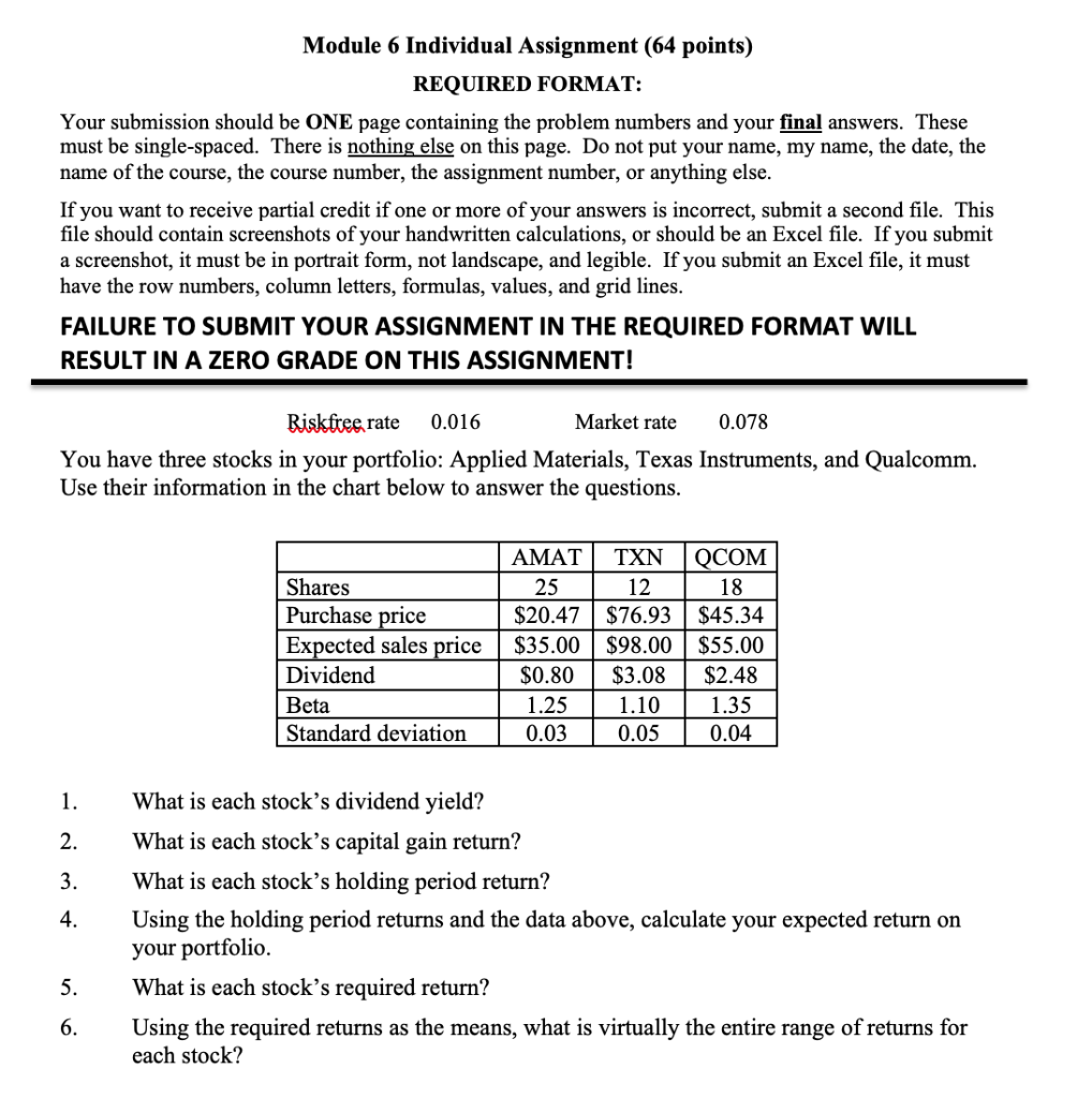 PLEASE SHOW ALL CALCULATION & FORMULAS IF ANY. YOU CAN USE EXCEL.