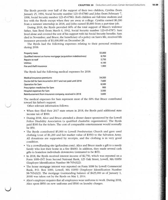 Alice J. and Bruce M. Byrd are married taxpayers who file a